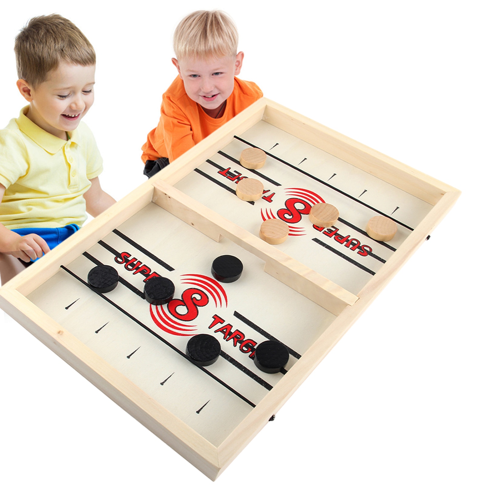 HOLZ TISCH 2 in 1 Schlinge PUCK SPIEL BRETTSPIEL FAMILIE HAUSE Sport SPIELZEUG