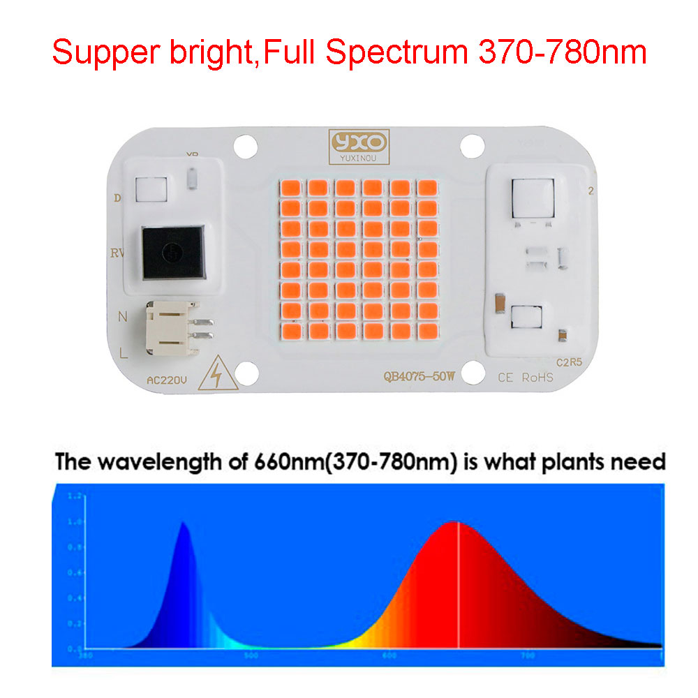 1 Uds. Sam-sung lm283b rojo 660nm Led Chip de luz de cultivo DOB AC COB módulo 50W cuentas de lámpara sin necesidad de controlador para plantas de interior