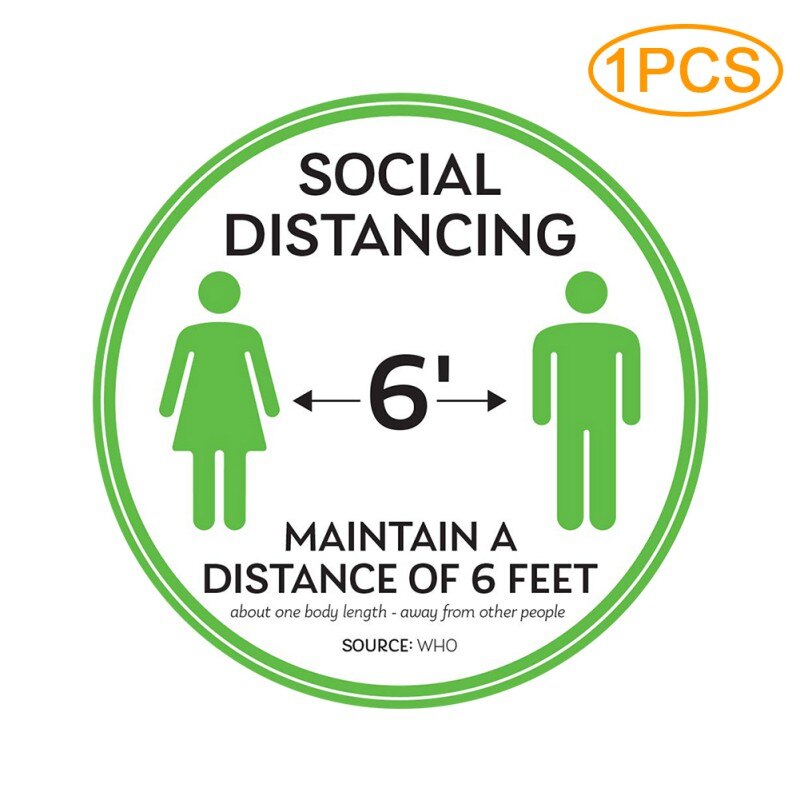 1pc Social Distancing Floor Decals Safety Floor Sign Poster Maintain 6 Foot Distance Anti-Slip Commercial Grade 11" Round: A3