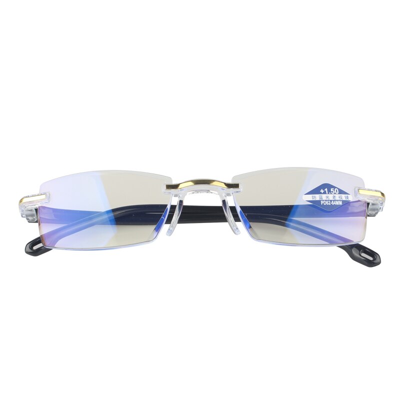 Gafas de lectura sin montura gafas de protección contra luz azul los hombres y las mujeres cuadrado sin marco lentes Retro claros miopía gafas de lectura para las mujeres