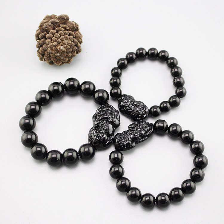 COAI Halsketting voor heren, roestvrij staal, halsketting met zonneoog, zwarte obsidiaan hanger, 55cm, Steen, Obsidiaan