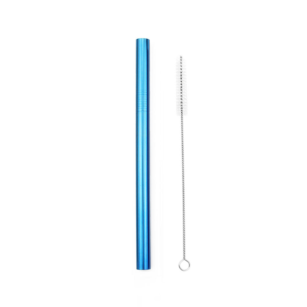 Tubuli Metall Stroh Rosa Edelstahl Stroh Wiederverwendbare Trinkhalme 12mm Smoothies Tapioka Perlen Abgeschrägte Bar Party 1Pc: Blue
