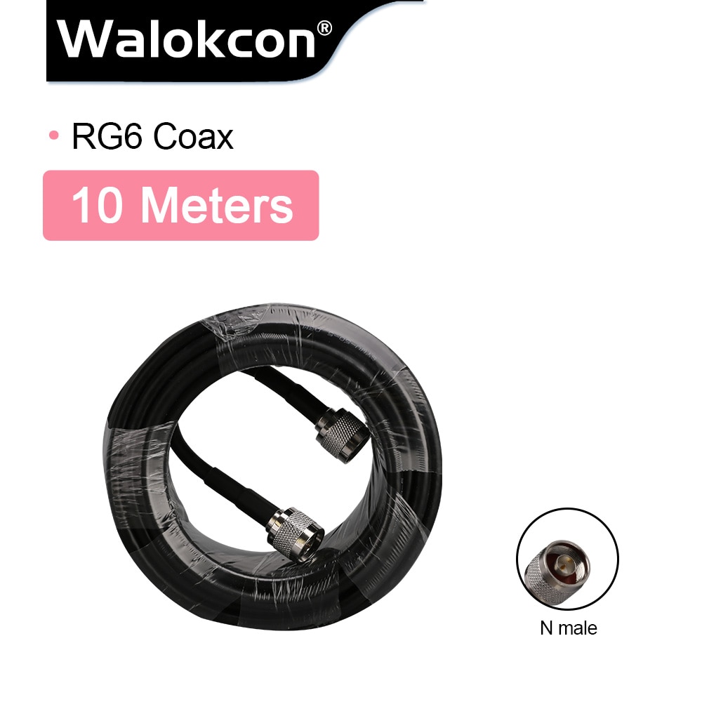 Cable Coaxial RG6 5D para amplificador de señal de teléfono móvil, conector Coaxial de baja pérdida de 50ohm, N, macho a N, 10 metros