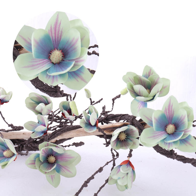 Magnolia bröllop båge dekorationer blommor vägg murgröna vinranka krans konstgjorda blommor girlander hängande grenar vägg blommor girlander: Blå