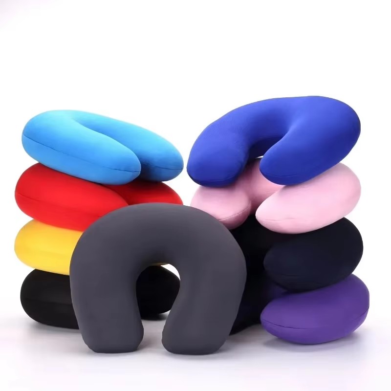 1/3/4Pcs Travel Pillow Car Air Flight Office Inflatable Neck Pillow Short Plush Cover PVC Support Headrest Soft Nursing Cushion