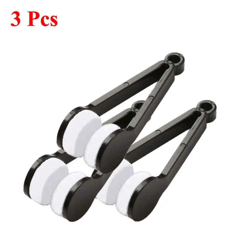 Outils de nettoyage de lunettes, Mini nettoyeur de lunettes multifonctionnel Portable, brosse à lunettes double face, nettoyeur de lunettes en microfibre: 3 Pcs Black