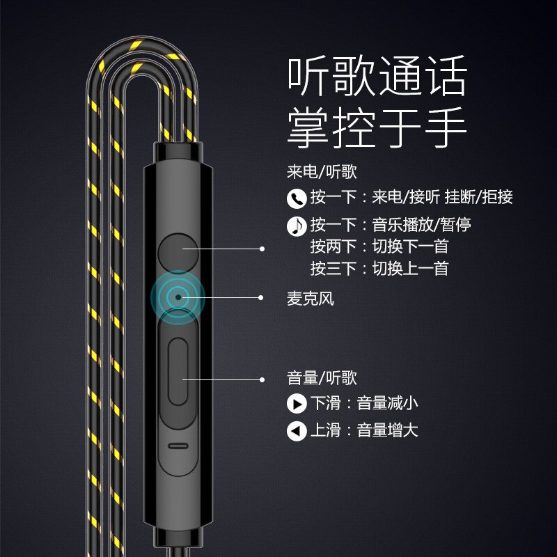 Dual Speakers Double Moving Coil Mobile Phone Computer Universal Bass Headphones In-ear