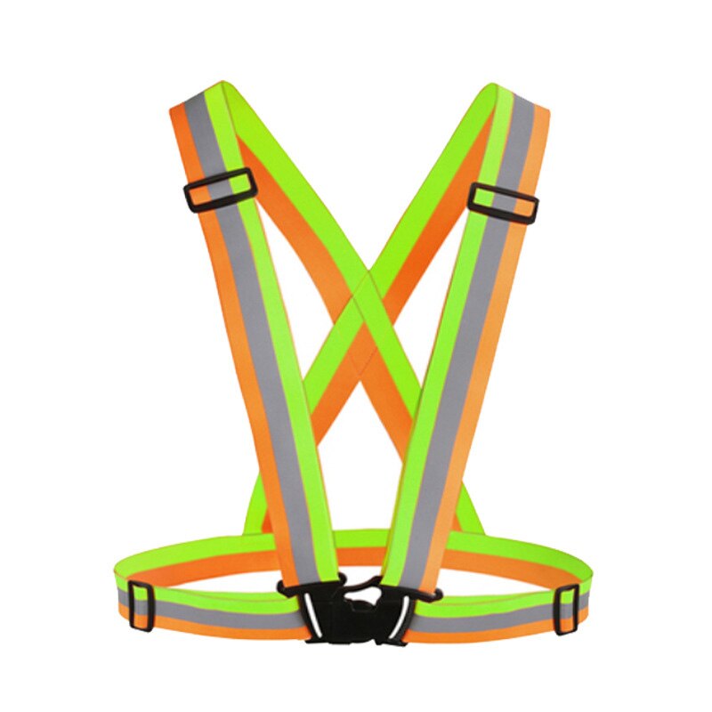 Reflekterende vest høj synlighed unisex udendørs løb cykel sikkerhedsvest justerbar elastisk rem fluorescens sikkerhedsjakke: Grøn orange