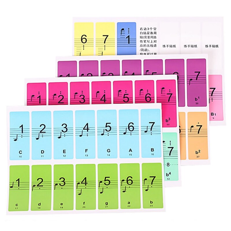 4 Uds. Teclado de Piano de 88 teclas, pegatinas de nombre de Piano, Teclado de Piano de 61 teclas, teclado electrónico, pegatinas de 88 teclas, calcomanía sobre música, etiqueta, nota