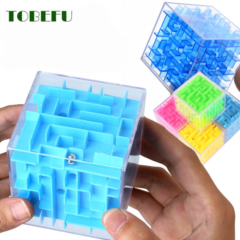 Tobefu 3d labyrint terning gennemsigtig sekssidet puslespil speed cube rullende bold spil cubos labyrint legetøj til børn pædagogisk