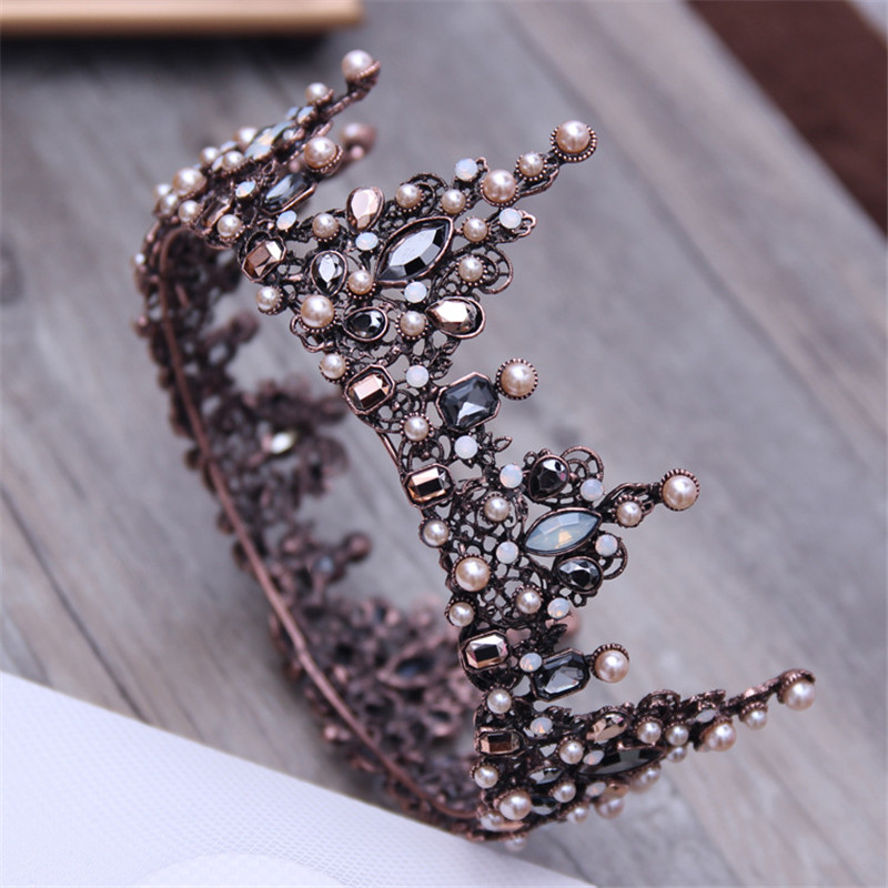 Vintage Baroque Bridal Tiara Crown Bride Crystal Queen King Crown Wedding Hair Jewelry Accessories Women Pageant Prom Headpiece