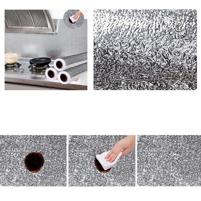 Aluminiumsfolie tykkere selvklæbende skab køkken vandtæt olie-bevis tinfolie gas komfur beskyttelse køkken tilbehør