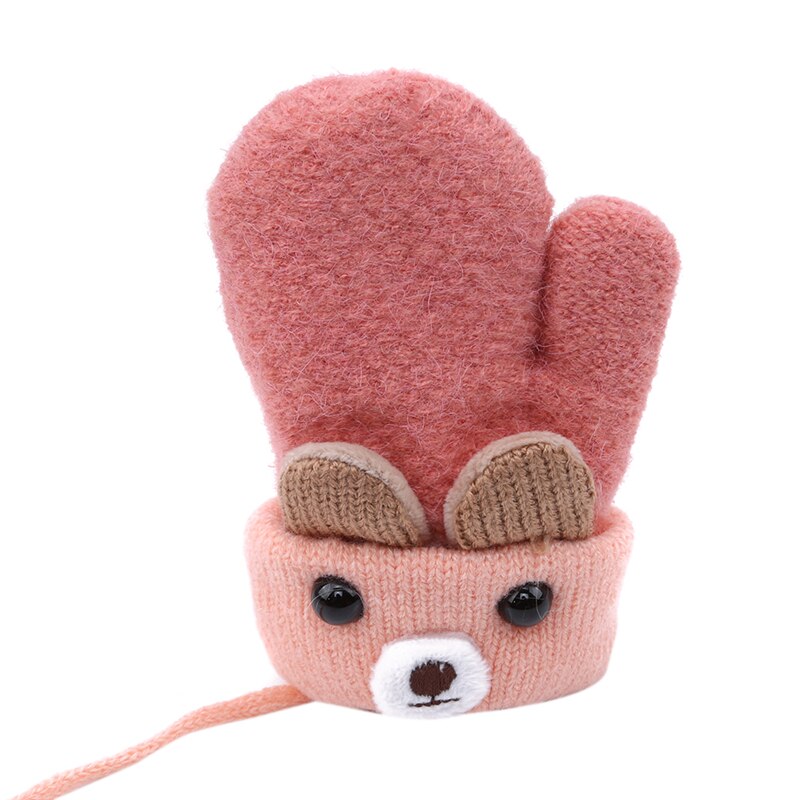 Arrivals Winter Cartoon Bear Patchwork Keep Warm Mittens Children Girls Boys Gloves 1-4 years