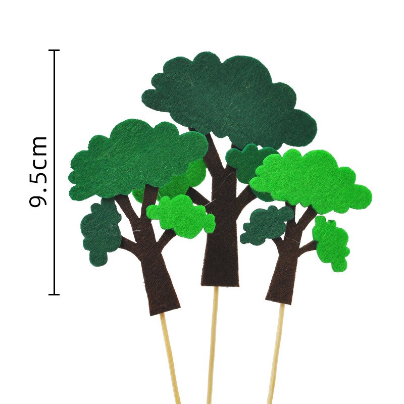 Cute Cartoon Animal Cake Topper Lion panda elephant jungle Cupcake Topper For Festive Farm Birthday Party Dessert Decor: Three big tree