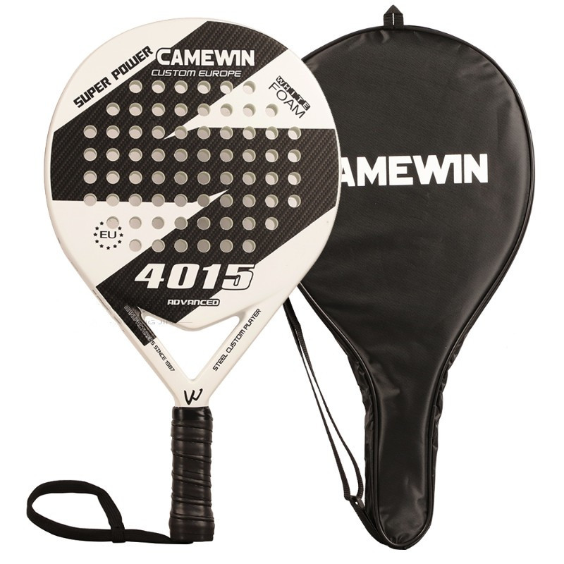 Beach Tennis Carbon Rackets Unisex Lightweight Soft EVA Face Racquet Adult Glass Fiber Pickleball Paddle with Bag: White