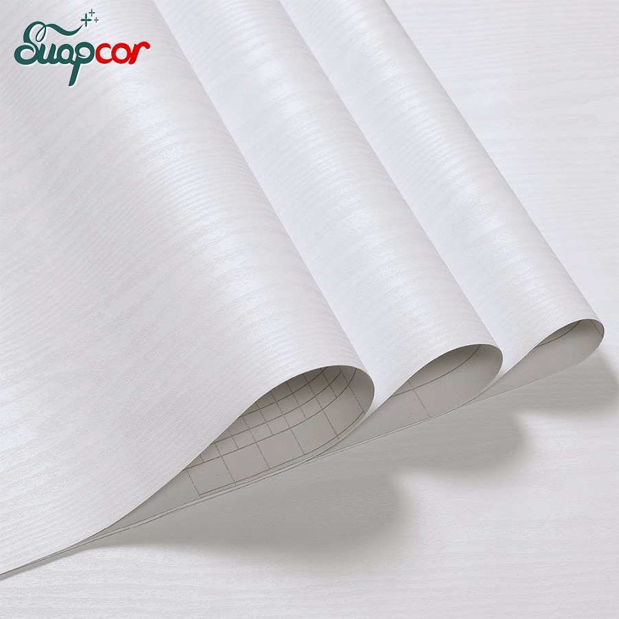 White Wood grain Home Decor Furniture vinyl Waterproof stickers Self Adhesive PVC wallpaper Bathroom desk door decorative films
