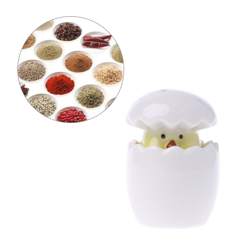 Ceramic Salt Pepper Shaker Chick Egg Style Seasoning Pot Cooking Tableware