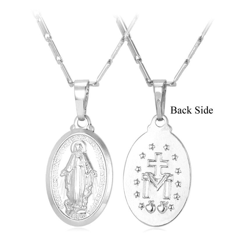 Religieuze Stijl Virgin Mary Vergulde Medaille Hanger Ketting Classic Katholieke Gebed Amulet Sieraden