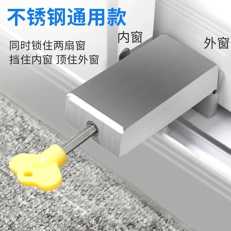 Türen und Fenster aus Aluminiumlegierung, feste Push-Pull-Kindersicherheitsschnalle, Diebstahlsicherung, Fensterschlossbegrenzer: Rot