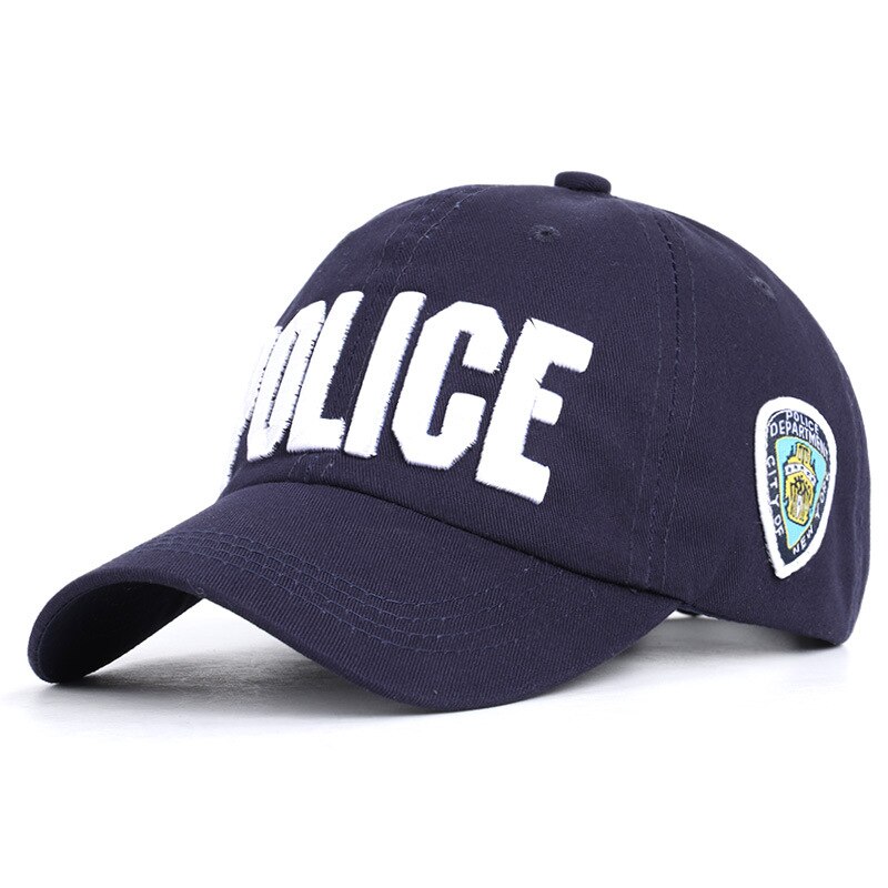 Politi brev far hat nyc bomuld broderi baseball cap snapback unisex skygge cap retro afslappet hat udendørs hætter: Marine blå