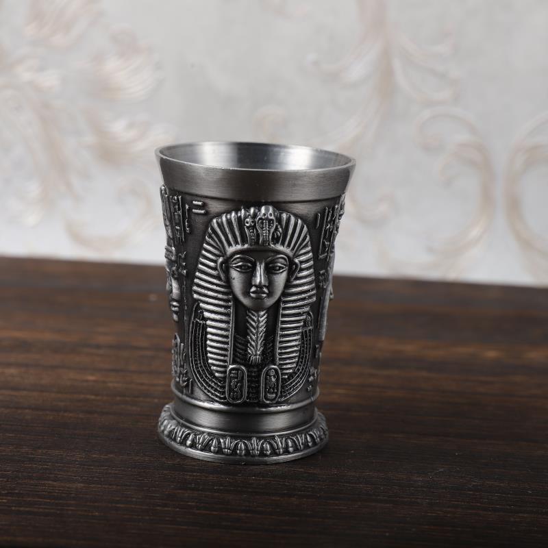 Copa de cobre antigua Retro del antiguo Egipto, vaso de chupito de licor y licor, obra de arte en relieve 3D, cóctel, copa de vino pequeña: Style1