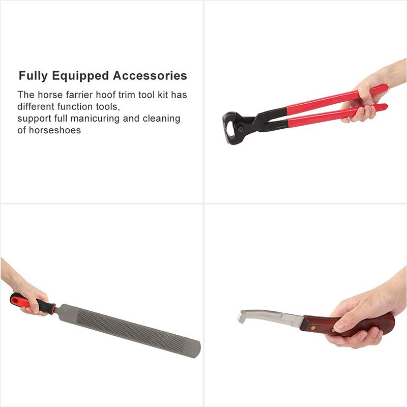 3PCS Hoof Cutter Tool Horse Farrier Hoof Nipper Horseshoe File with Handle Hoof Cutter Horse Care Accessory Equestrian Supplies