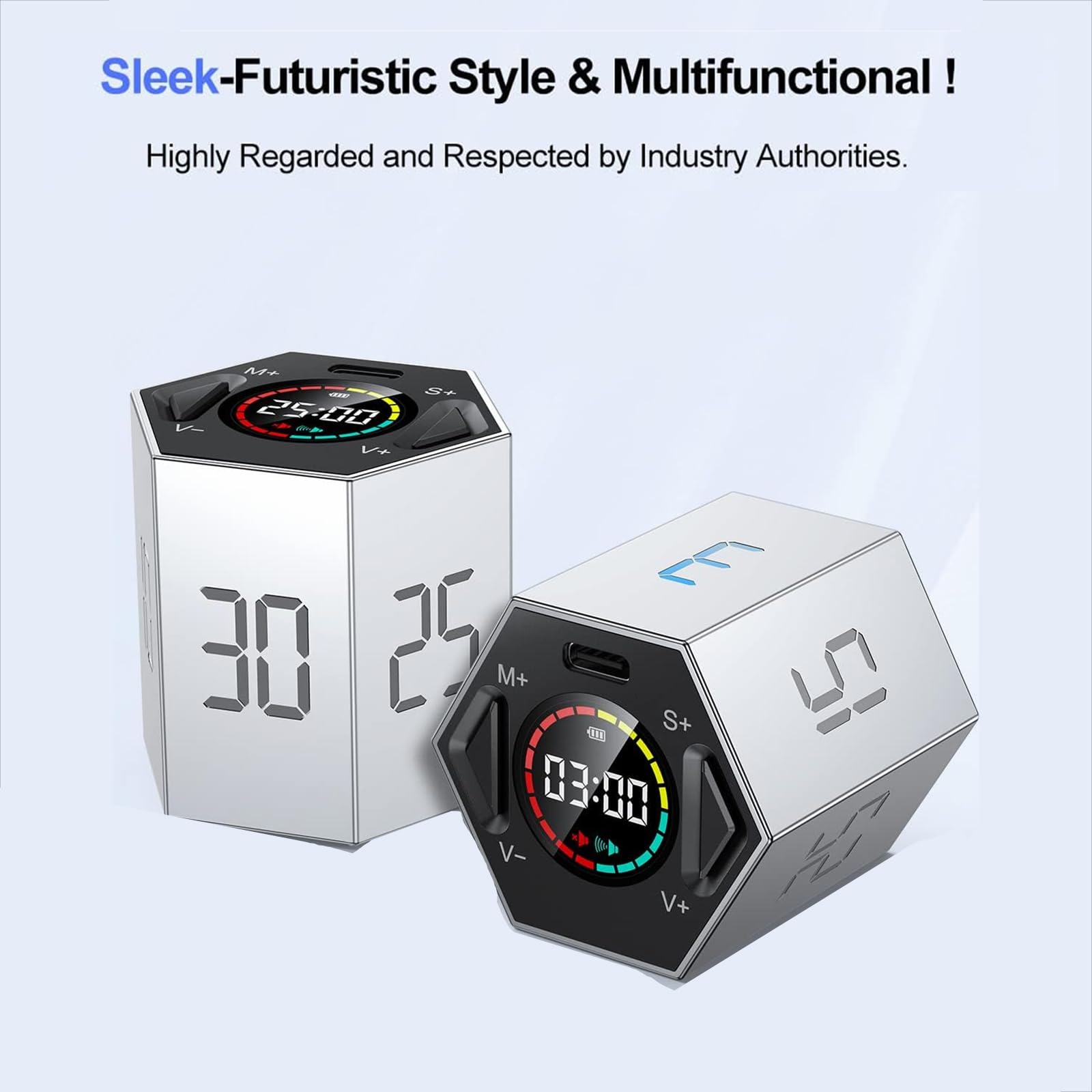 Digital Cube Timer,Magnetic Visual Timer with Flip Countdown and LED Display, Cube Digital Timer for Kitchen Cooking, Work