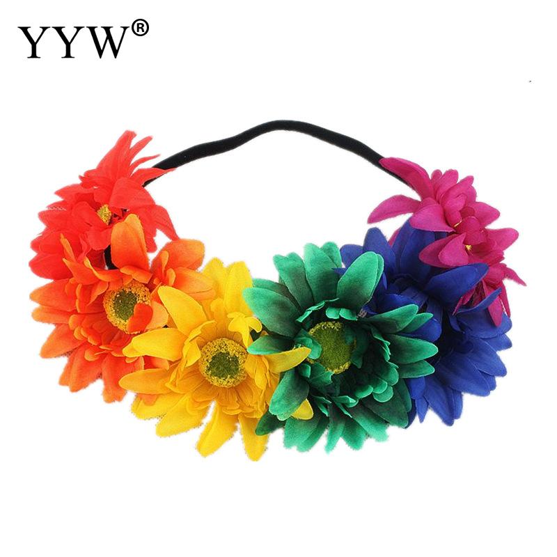 Guirnalda de flores para de boda, diadema hawaiana, sombrerería de , accesorios para el cabello, flores artificiales, banda para el pelo para novia,: multi colored