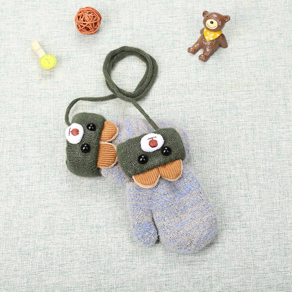 Orecchie orso di Inverno Patchwork Guanti Del Bambino Del Bambino Delle Ragazze Dei Ragazzi Orso Orecchie Patchwork Inverno Tenere In Caldo Guanti Guanti детские варежки