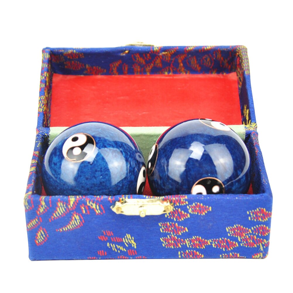 2 stk kinesisk sundhed yin yang muskeltræning rullende baoding bold finger øvelse afspænding håndbold afspændingsterapi hånd: Sort