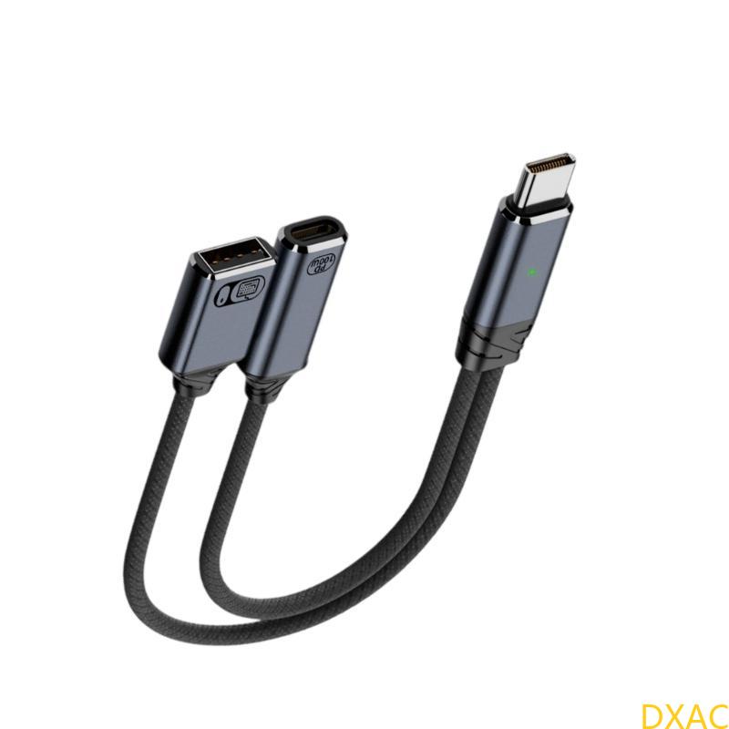 Dxac usb c splitter 100w usb c han til dobbelt hun-stik adapter type c usb 2.0 splitter kabelstik opladningsadapter