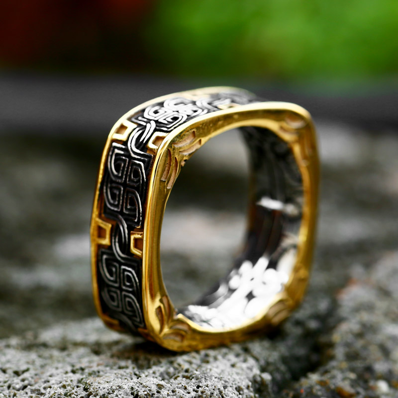 Anillo de nudo celta vikingo con forma cuadrada para hombre, especial de acero inoxidable, joyería Punk de Hip Hop, , novedad de 2023