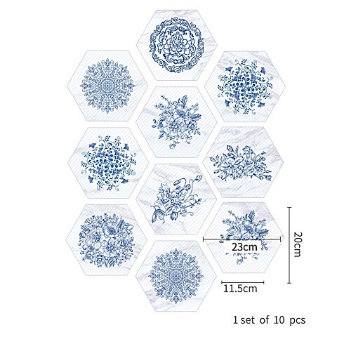 10pcs/set Imitation Marble Hexagonal Tile Stickers Bathroom Kitchen DIY Home Nonslip Floor Tiles Stickers: 12