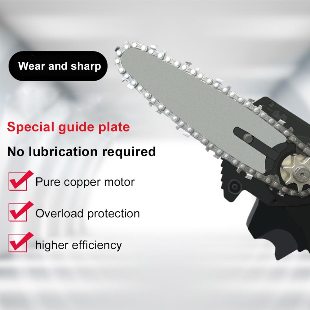 24V Mini Electric Chainsaw Portable 4 Inch Pruning Saw Rechargeable Cordless Electric Pruner Branch Pruner Wood Cutter