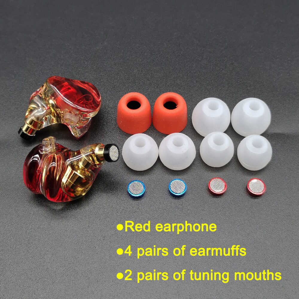 avec Tuning bouche HIFI écouteurs IEM 0.78 résine écouteurs dynamique casque DJ scène Sports monocristallin cuivre mise à niveau câble: Red earphone
