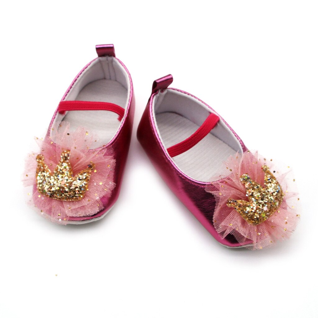 Lovely Newborn Baby Girls Sequins Lace Butterfly Prewalker Soft Sole Single Sandals Round Toe Flats Soft Sole Princess Shoes#45