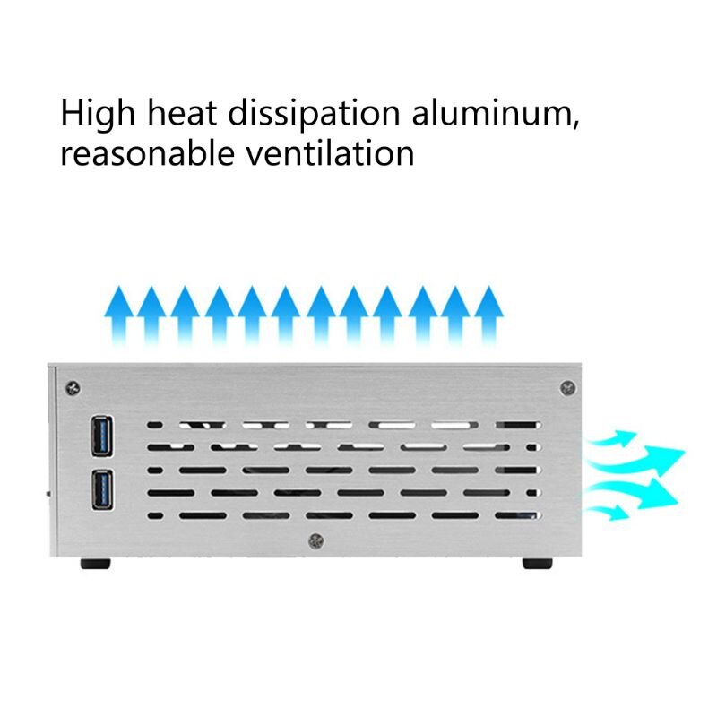 B01 mini itx computer kabinet aluminium / glas dokumentmappe hjemmebiograf computer kasse desktop pc kabinet