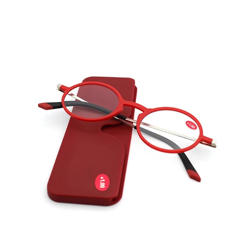 Sighttoo-gafas de lectura Tr90 para mujer, lentes con montura Rectangular, con estuche, plegables, para presbicia, graduadas: Red / +350
