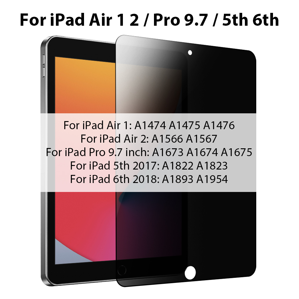 Privacy Glass For iPad Pro 12.9 11 6th 12 9 9th 10th Gen 10.9 Screen Protector For iPad Air 5 4 3 Mini 6 10.2 Anti Peeping Film: Blue