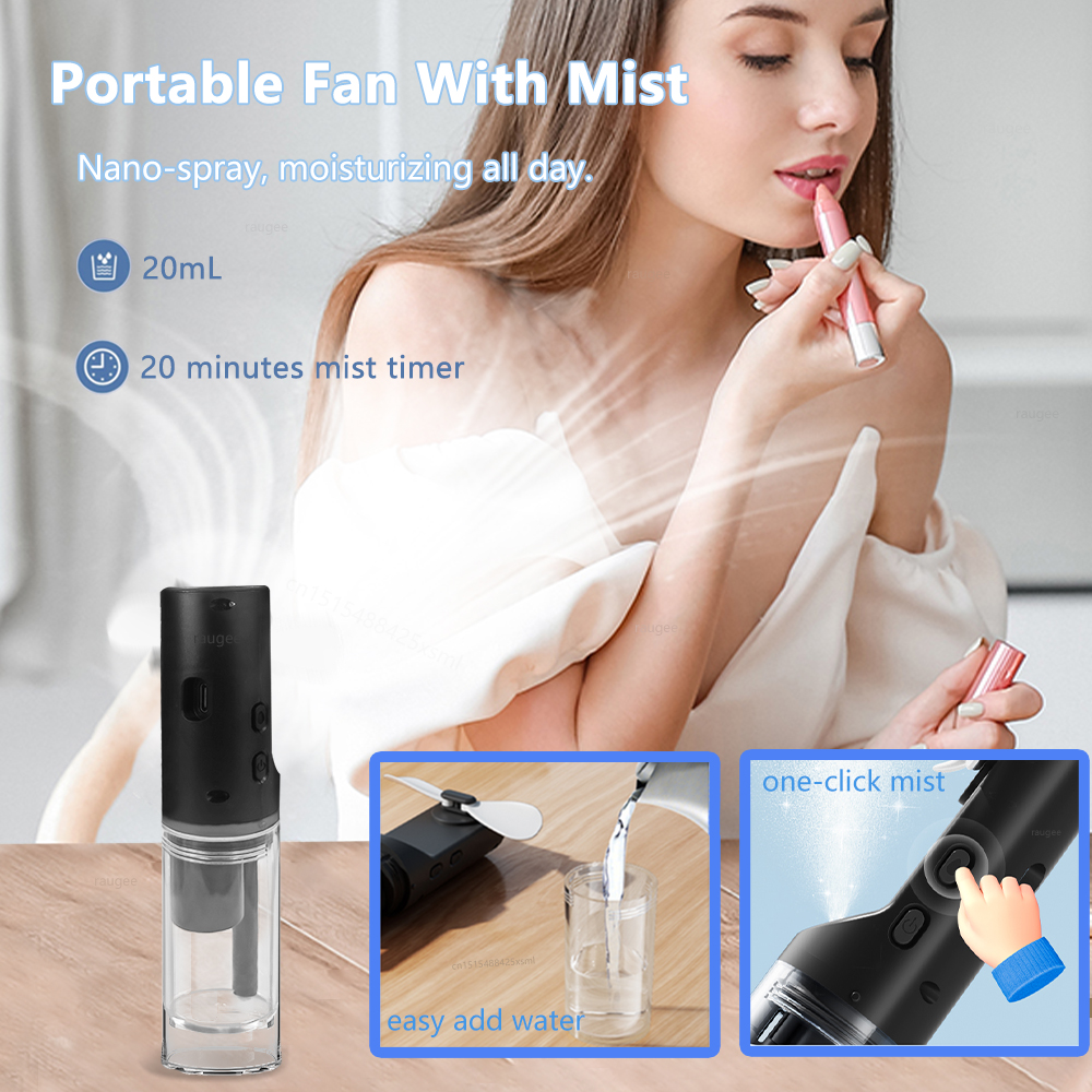 Portable Humidifier Fan Mini Handheld Water Mist Fan USB Rechargeable Small Mist Spray Fan Mini Small Hand Fan with Humidifier