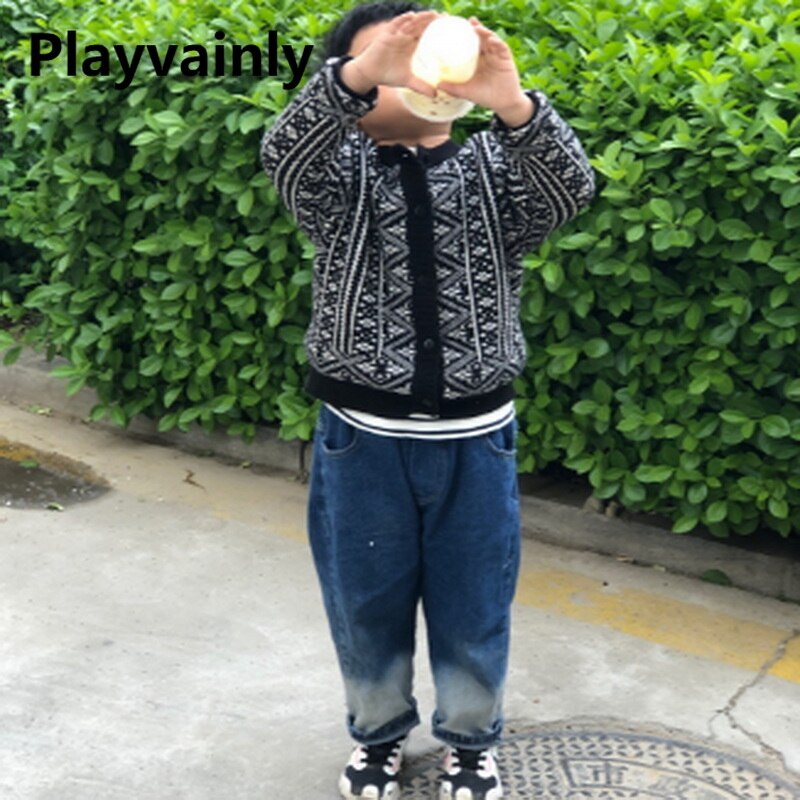 Jean de Style coréen pour garçons et filles, taille élastique, ample, pantalon en Denim, couleur dégradée, vêtements pour enfants, automne , E2800