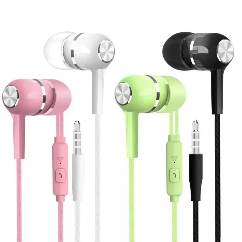 3,5 mm kabelgebundene Kopfhörer, In-Ear-Headset, kabelgebundene Kopfhörer mit Mikrofon, Bass, HiFi-Stereo-Ohrhörer, Sport-Inline-Steuerung für Telefone