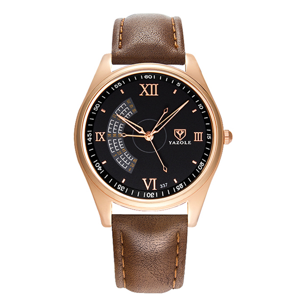 Armbandsur klocka casual läder sport herrklocka toppmärke lyxiga kvarts klockor för män montre homme: Brun