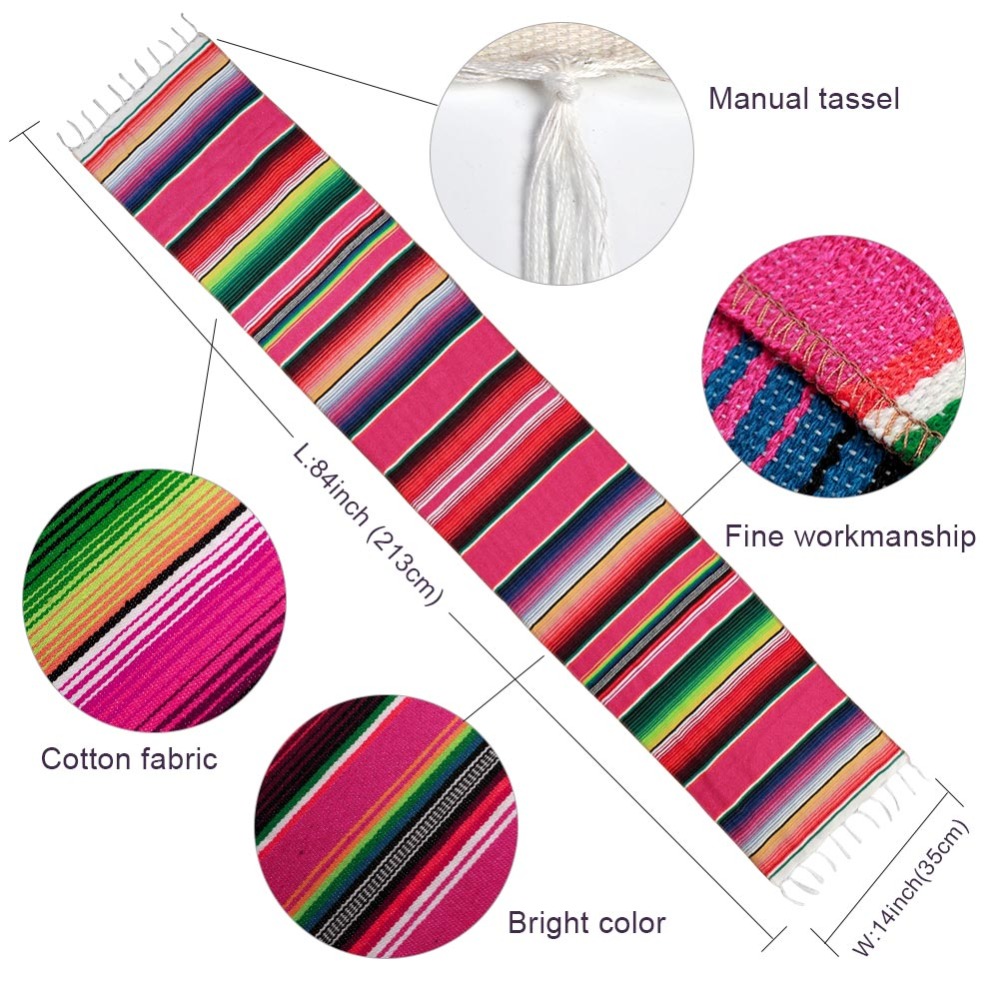 OurWarm Fiesta Thema Party Tafelloper Cinco de Mayo Celebration Party DIY Decoraties Mexicaanse Serape Katoenen Bruiloft Tablecoth
