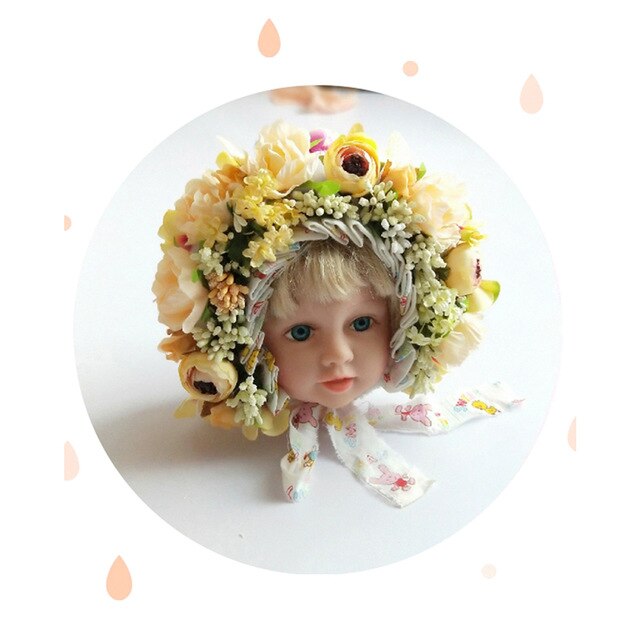 Pudcoco Baby Kopfschmuck Blume Bunte Blume Headwear Kranz Girlande Fotografie Zubehör Requisiten für Mädchen Blumen Haarband: B / 1 Monat
