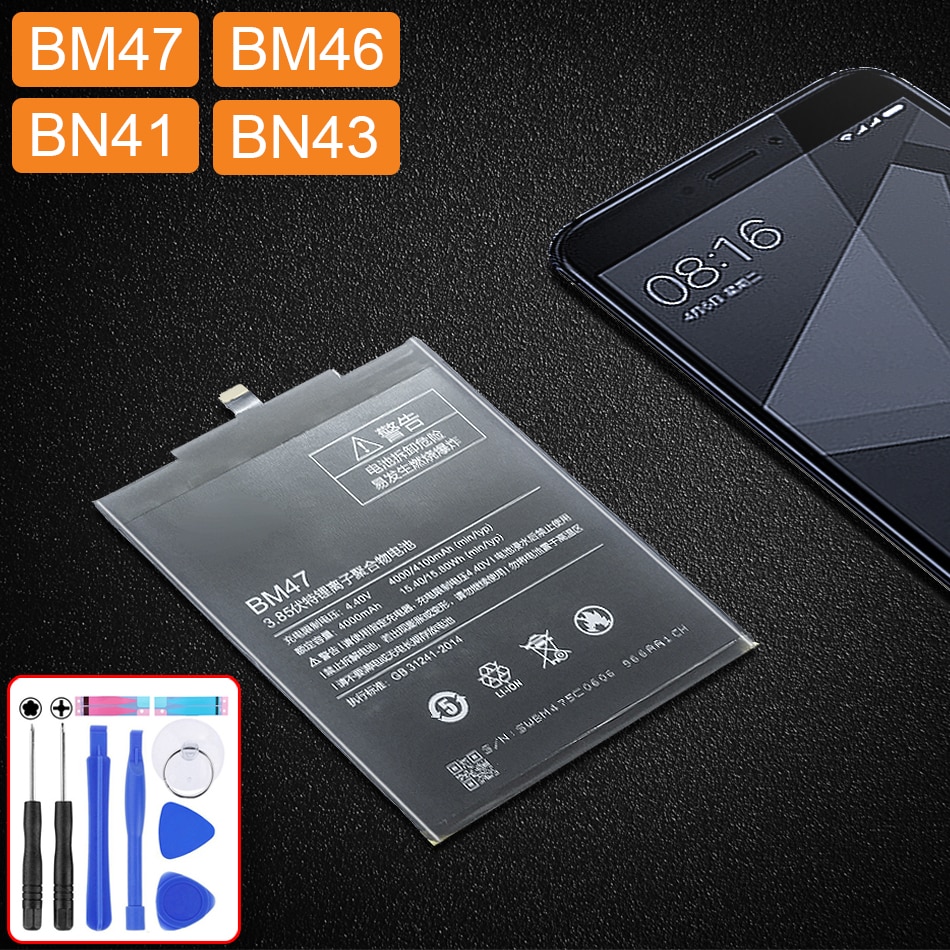 Bateria bm47 para xiaomi redmi 4x 3 3s 3pro/redmi 5 plus 5a/redmi note 4 4x bataria 5a 3 pro bm 47 46 bn 41 43 bm46 bn41 bn43