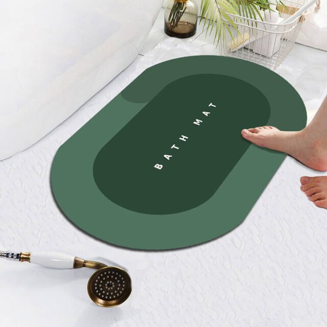Super Absorberende Badmat Sneldrogend Badkamer Rug Antislip Entree Deurmat Nappa Huid Vloermatten Wc Tapijt Thuis decor: Oval Green-null