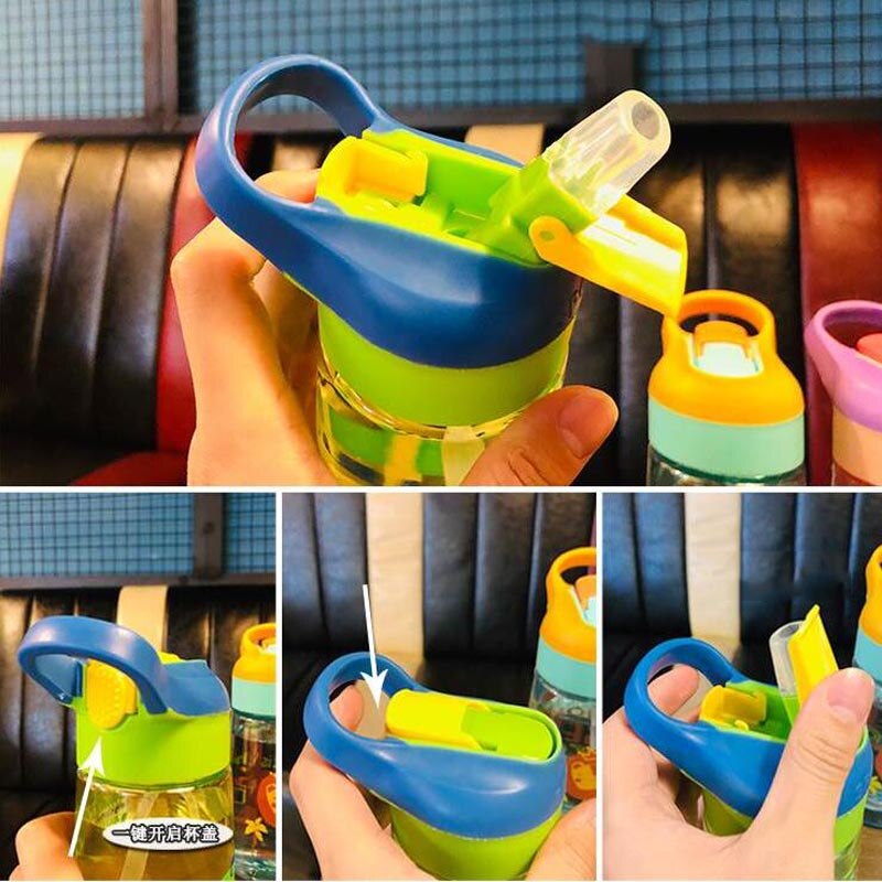 Bebis lärande vattenflaskor med sugrör matningsflaska sippy flaska stor mun barn pp läckagesäker träning 500ml koppar flaska