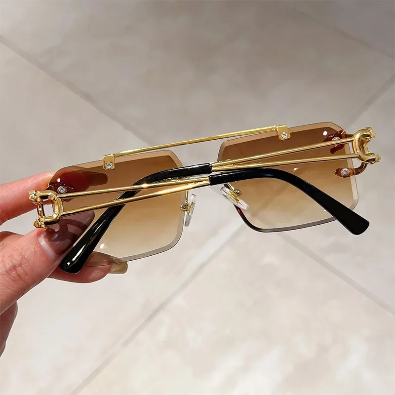 Sunglasses Men Rimless Sun Glasses Shades Lens Ladies Frameless Eyeglasses