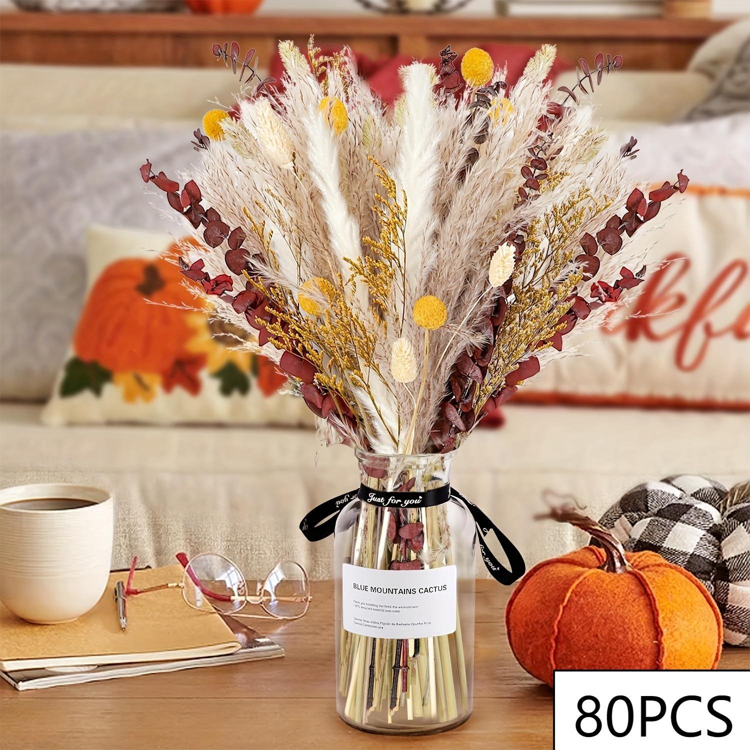 80 pz fiori secchi pampa codice di coniglio mazzo di erba floreale decorazioni per matrimoni conservare foglie di eucalipto canne decorazione vaso per la casa: Beige